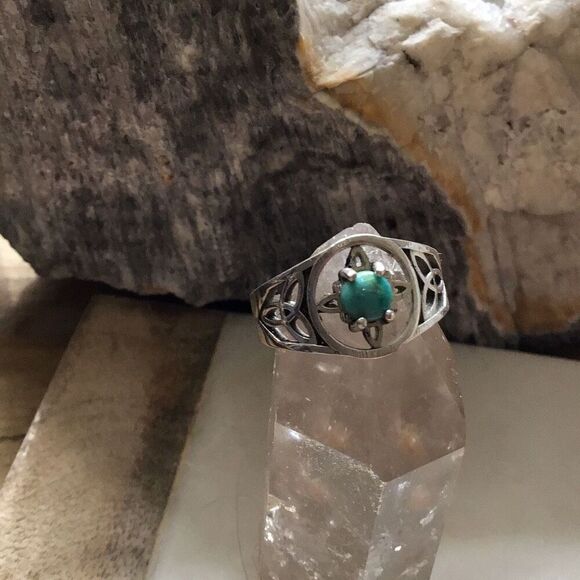Ring, Sterling Silver and Turquoise Ring, NEW, Handmade, size 7, Kingman Turquoi - Picture 8 of 10